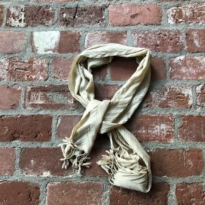 Herringbone pattern Beige cream long scarf